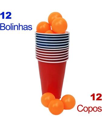 Imagem de Jogo do Copo c/ Bolinhas de Ping Pong 12 Copos e 12 Bolinhas