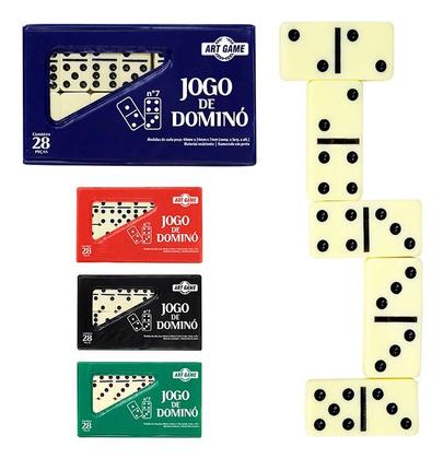 Imagem de Jogo Dominó 28 Peças Profissional Estojo + 02 Baralhos Carta
