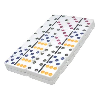 Imagem de Jogo Dominó Osso Profissional Colorido 28 Peças Com Estojo Lata