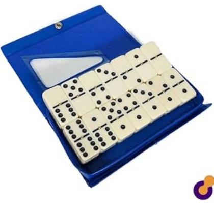 Imagem de Jogo dominó profissional de resina no estojo completo com 28 peças branco