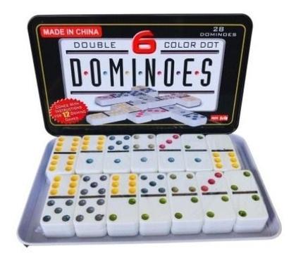 Imagem de Jogo Dominó Profissional Estojo C/ 28 Peças Caixa De Metal