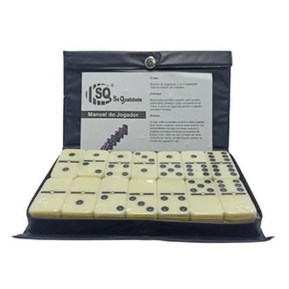 Imagem de Jogo Dominó Profissional Osso Estojo 28 Peças Reforçadas Kit