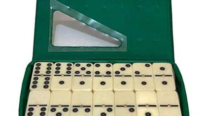 Imagem de Jogo Dominó Profissional Osso Estojo 28 Peças Reforçadas Kit