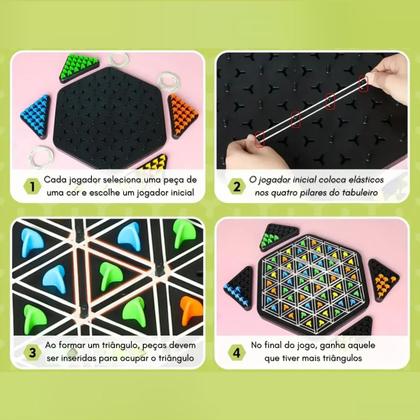 Imagem de Jogo dos Triangulos Xadrez Geométrico Tabuleiro Multijogador Pakitoys Estratégia Raciocínio Lógico Estratégia