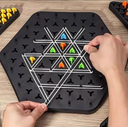Imagem de Jogo dos Triangulos Xadrez Geométrico Tabuleiro Multijogador Pakitoys Estratégia Raciocínio Lógico Estratégia