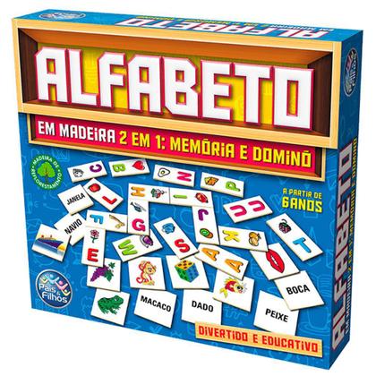 Imagem de Jogo Educativo Alfabeto 2 Em 1 Memoria Domino Madeira 6 Anos - Pais E Filhos