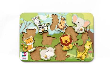 Imagem de Jogo Educativo de Encaixe Safari - 7 peças com pinos - Eduka Brink
