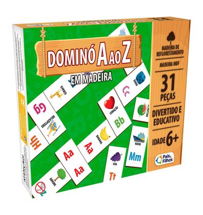 Imagem de Jogo Educativo Dominó A ao Z 31 Peças Madeira Pais e Filhos
