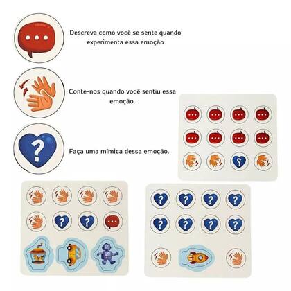 Imagem de Jogo Educativo Infantil Expressando Emoções Sentimentos Brinquedo Em Madeira Brincadeira De Criança