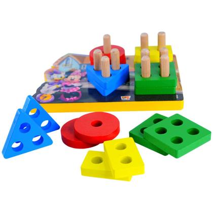Imagem de Jogo Educativo Minnie Margarida Disney Encaixe Formas MDF