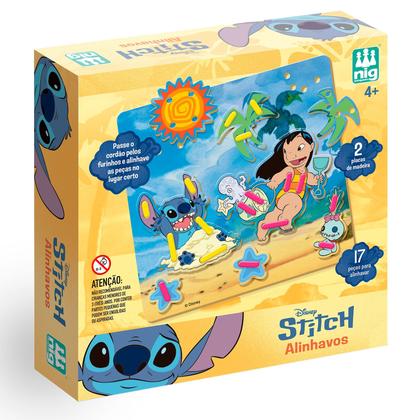 Imagem de Jogo Educativo Montessori Alinhavos Stitch Com 16 Peças Coloridas Em Madeira