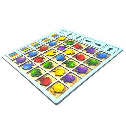 Imagem de Jogo Educativo Peixes com Setas e Cores  MDF 3mm Coordenação e Raciocínio Infantil