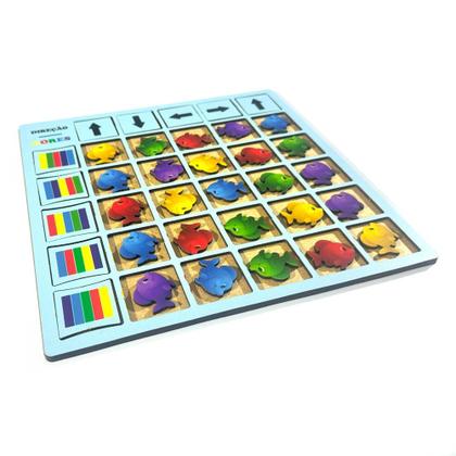 Imagem de Jogo Educativo Peixes com Setas e Cores  MDF 3mm Coordenação e Raciocínio Infantil