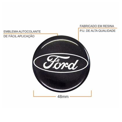 Imagem de Jogo Emblema Calotas Ford Preto Resinado 48mm
