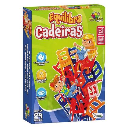 Imagem de Jogo Equilibrar Cadeiras Brinquedo Infantil Jogo das Cadeiras Empilhamento de Cadeiras
