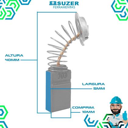 Imagem de Jogo Escova de Carvão Serra Mármore Makita 4100Nh / 4100Nh2 / 4100Nh3 / 4100Ns / MT 410 / MCC400