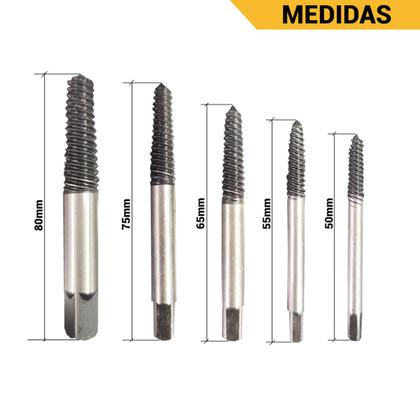 Imagem de Jogo Extrator Saca Parafuso Quebrado Espanado 5 Pçs 3 a 15mm