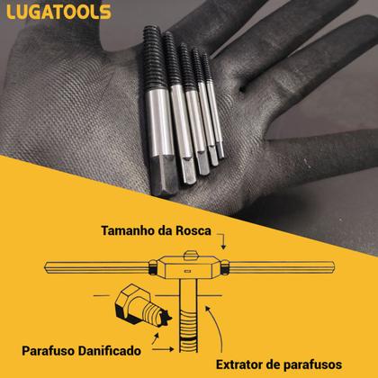 Imagem de Jogo Extrator Saca Parafuso Quebrado Espanado 5 Pçs 3 a 15mm