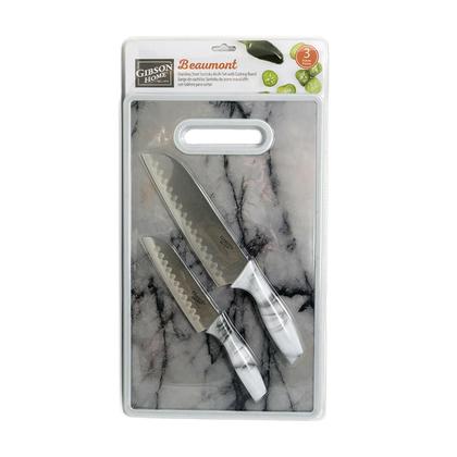 Imagem de Jogo Faca Cozinha Inox Com Tabua De Corte