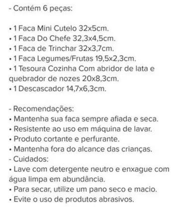 Imagem de Jogo Facas Churrasco Cosinha 6 Peças Aço Inox Profissional