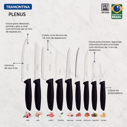 Imagem de Jogo facas inox 9pc plenus pre