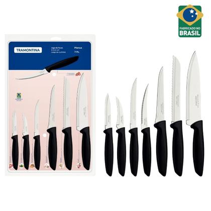 Imagem de Jogo facas tramontina 7 peças preto plenus lâmina aço inox