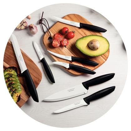 Imagem de Jogo facas tramontina 7 peças preto plenus lâmina aço inox