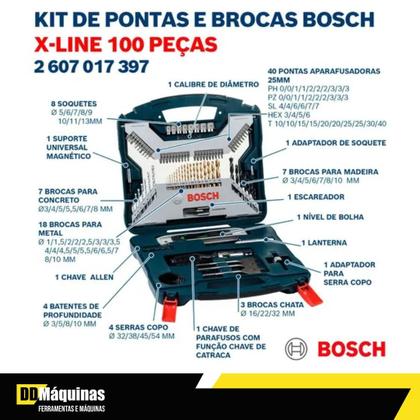 Imagem de Jogo Ferramentas Brocas E Bits X-line Titânio 100 peças -Bosch