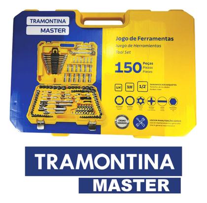 Imagem de Jogo Ferramentas Soquete Bits Chaves 150 Pçs Tramontina Aço