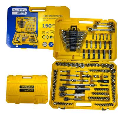 Imagem de Jogo Ferramentas Soquete Bits Chaves 150 Pçs Tramontina Aço