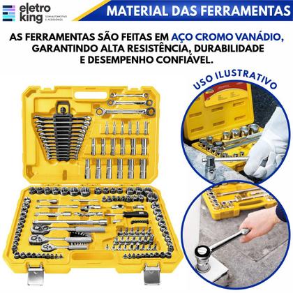 Imagem de Jogo Ferramentas Soquete Bits Chaves 150 Pçs Tramontina Aço