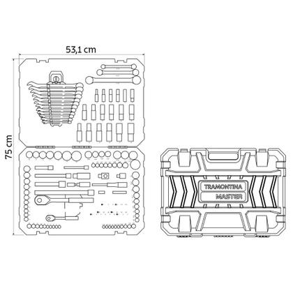 Imagem de Jogo Ferramentas Soquete Bits Chaves 150 Pçs Tramontina Aço