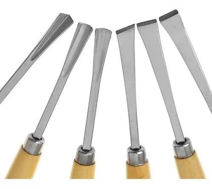 Imagem de Jogo Formão Goiva 6 Pcs P/ Esculpir Em Madeira Xilogravura