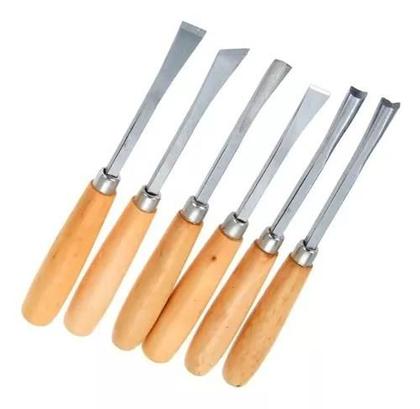 Imagem de Jogo Formão Goiva 6 Pcs P/ Esculpir Em Madeira Xilogravura