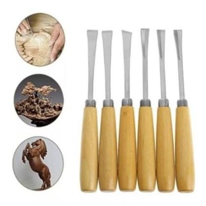 Imagem de Jogo Formão Goiva 6 Pcs Para Esculpir Em Madeira Xilogravura