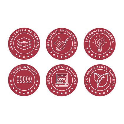 Imagem de Jogo Frigideiras Antiaderente Revestimento Mármore Rose Gold Berlinger Haus Utensílios Cozinha Fritar Grelhar Grelhador Indução 3 peças