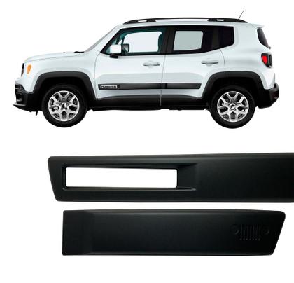 Imagem de Jogo Friso Borrachão Lateral Renegade 2015 até 2021 Modelo Original Preto Fosco