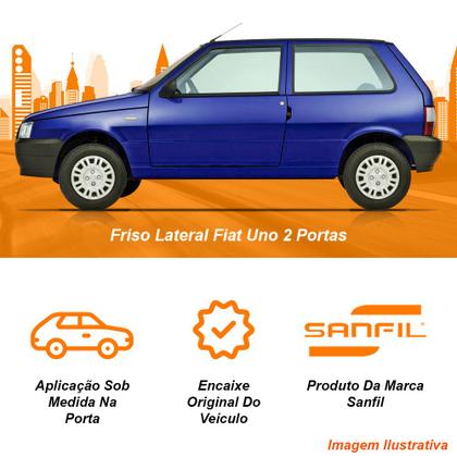 Imagem de Jogo Friso Proteção Faixa Lateral Borrachão Fiat Uno 2 Portas 1995 1996 1997 1998 1999 2000 2001 2002 2003 2004 2005 2006 2007 2008 2009 - 6 Peças