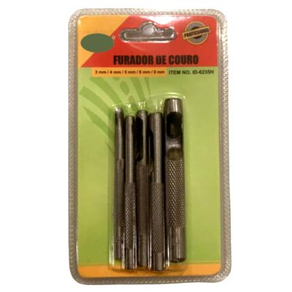 Imagem de Jogo Furadores Couro Borracha Vazador Perfurador Aço 5 Peças
