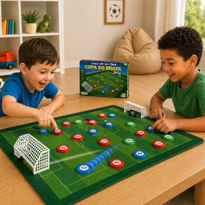 Imagem de Jogo Futebol De Botao 2 Times Completo Jogador Goleiro Bola Trave Palheta Copa Do Brasil Cartela Adesivo Camisetas