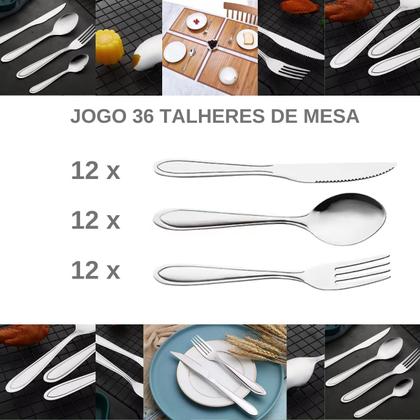 Imagem de Jogo Garfo Faca Colher Mesa Inox 36 Peças Buffet Restaurante