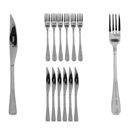 Imagem de Jogo Garfo Faca Mesa Inox Home Restaurante Buffet 12 Peças