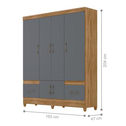 Imagem de Jogo Gaveteiro e Roupeiro Guilin Freijó Cinza