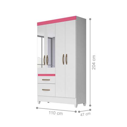 Imagem de Jogo Gaveteiro e Roupeiro Taiti Com Espelho Branco Rosa Azul Lilás