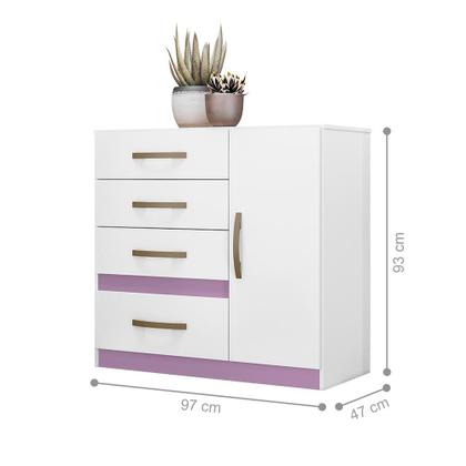 Imagem de Jogo Gaveteiro e Roupeiro Taiti Com Espelho Branco Rosa Azul Lilás