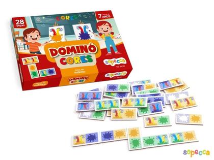 Imagem de Jogo Infantil Dominó Cores Pçs em Madeira Sopecca - DM106