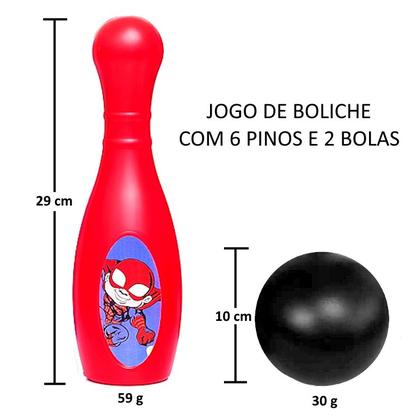 Imagem de Jogo Infantil para Família Boliche Grande 6 Pinos Top Hero Spider Aranha Toy Master