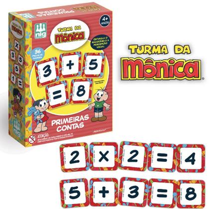 Imagem de Jogo Infantil Primeiras Contas Turma da Mônica 36 Peças Madeira Brinquedo Educativo - NIG BRINQUEDOS