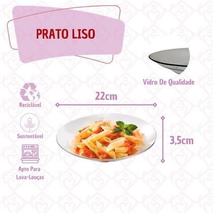 Imagem de Jogo Jantar 12 Peças Com 6 Pratos Fundo + 6 Copos Vidro - Prati Casa