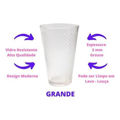 Imagem de Jogo Jantar 12 Peças Com 6 Pratos Fundo + 6 Copos Vidro